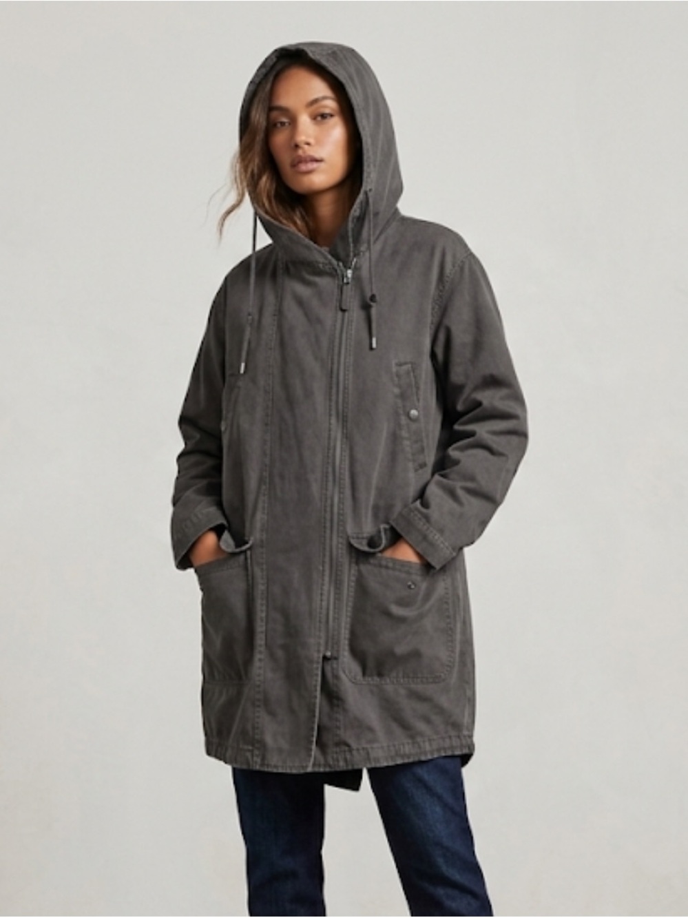 Poetry Borg Sherpa Fleece Hooded Parka jacket Size 4